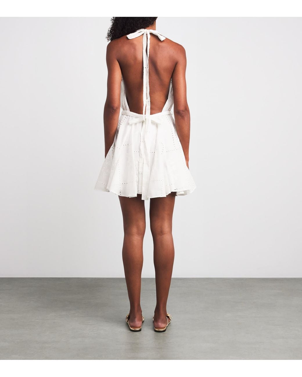 Maje White Cotton Embroidered Mini Dress