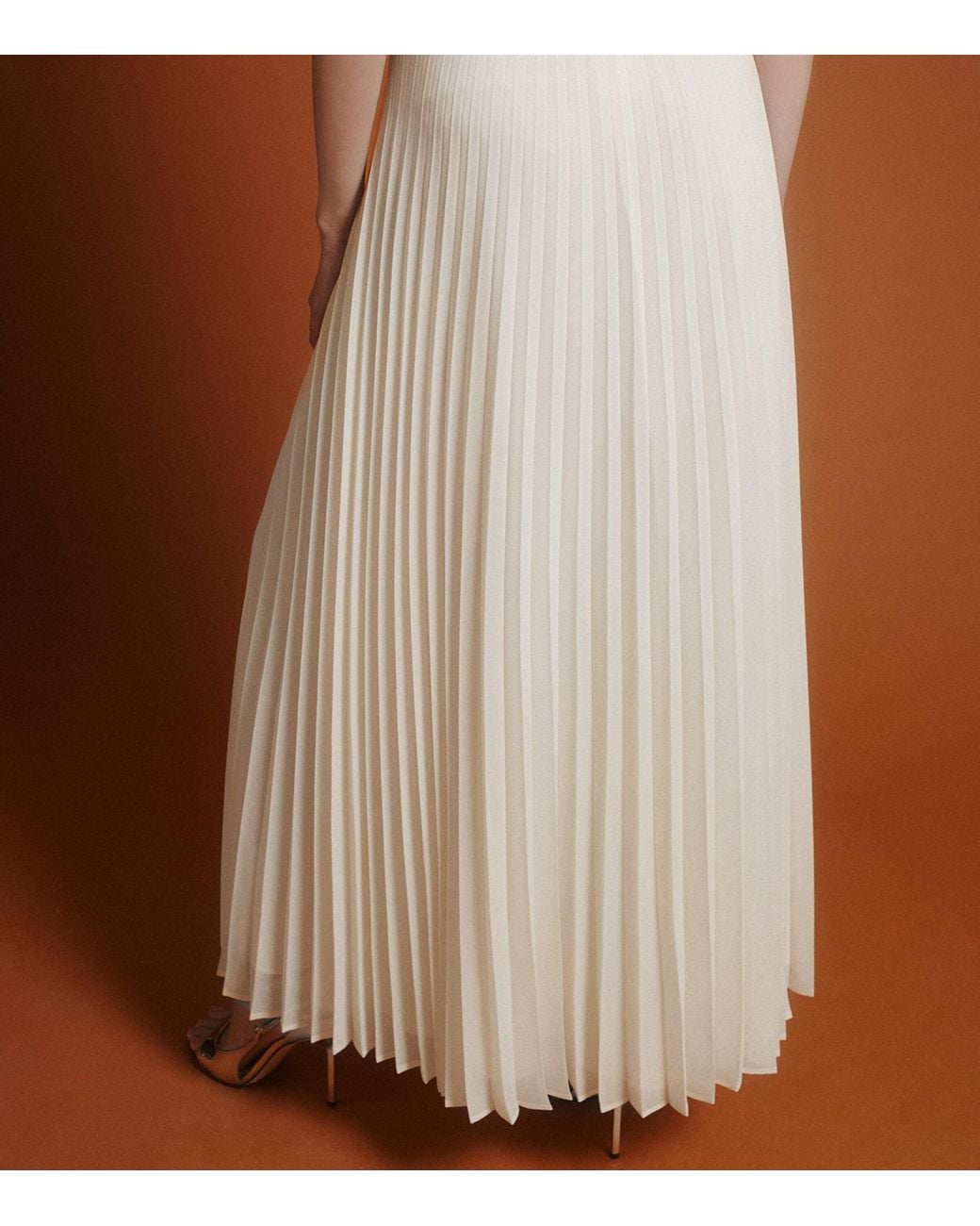 Marella Natural Georgette Pleated Skirt