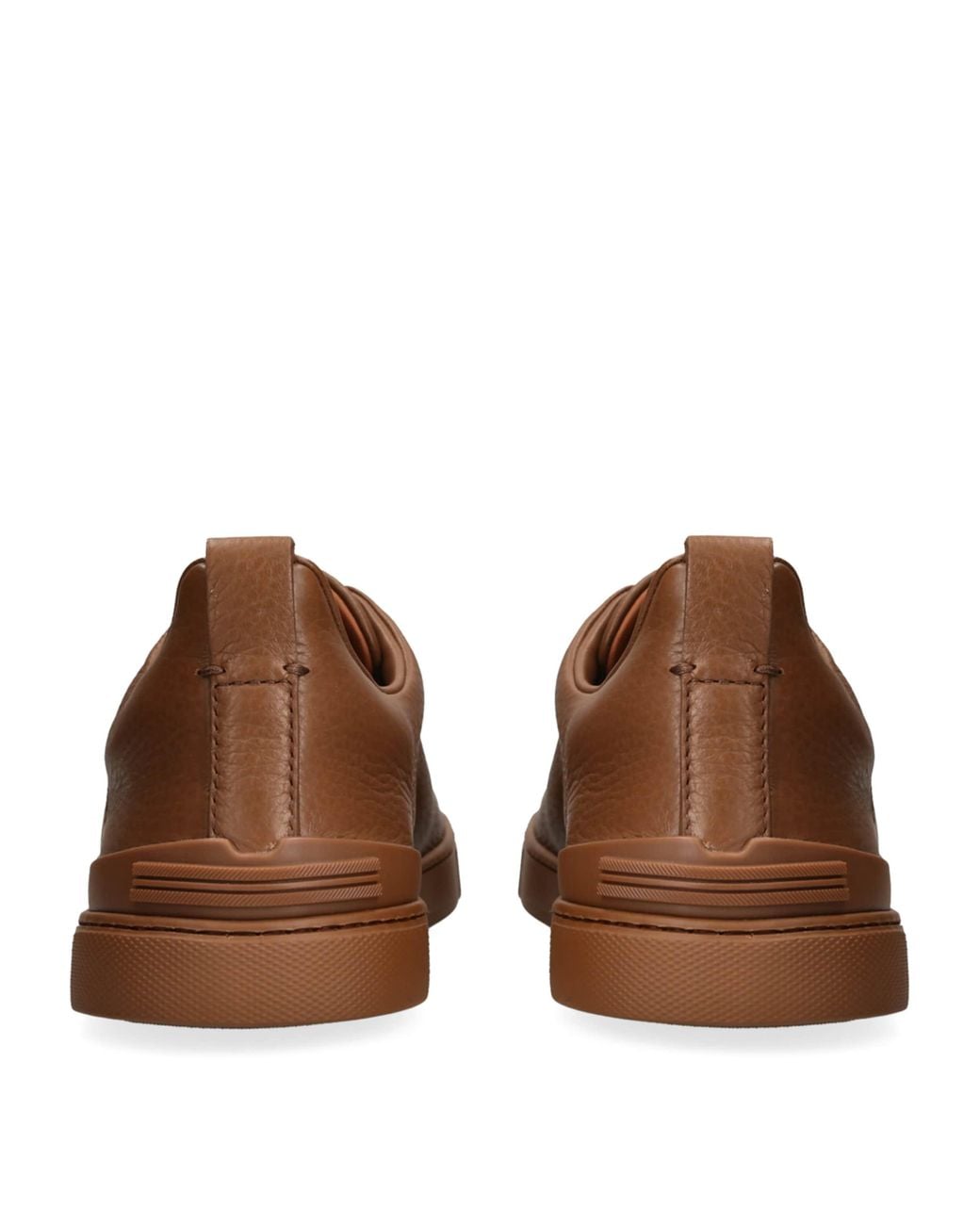 Zegna Brown Deerskin Triple Stitch Sneakers for men