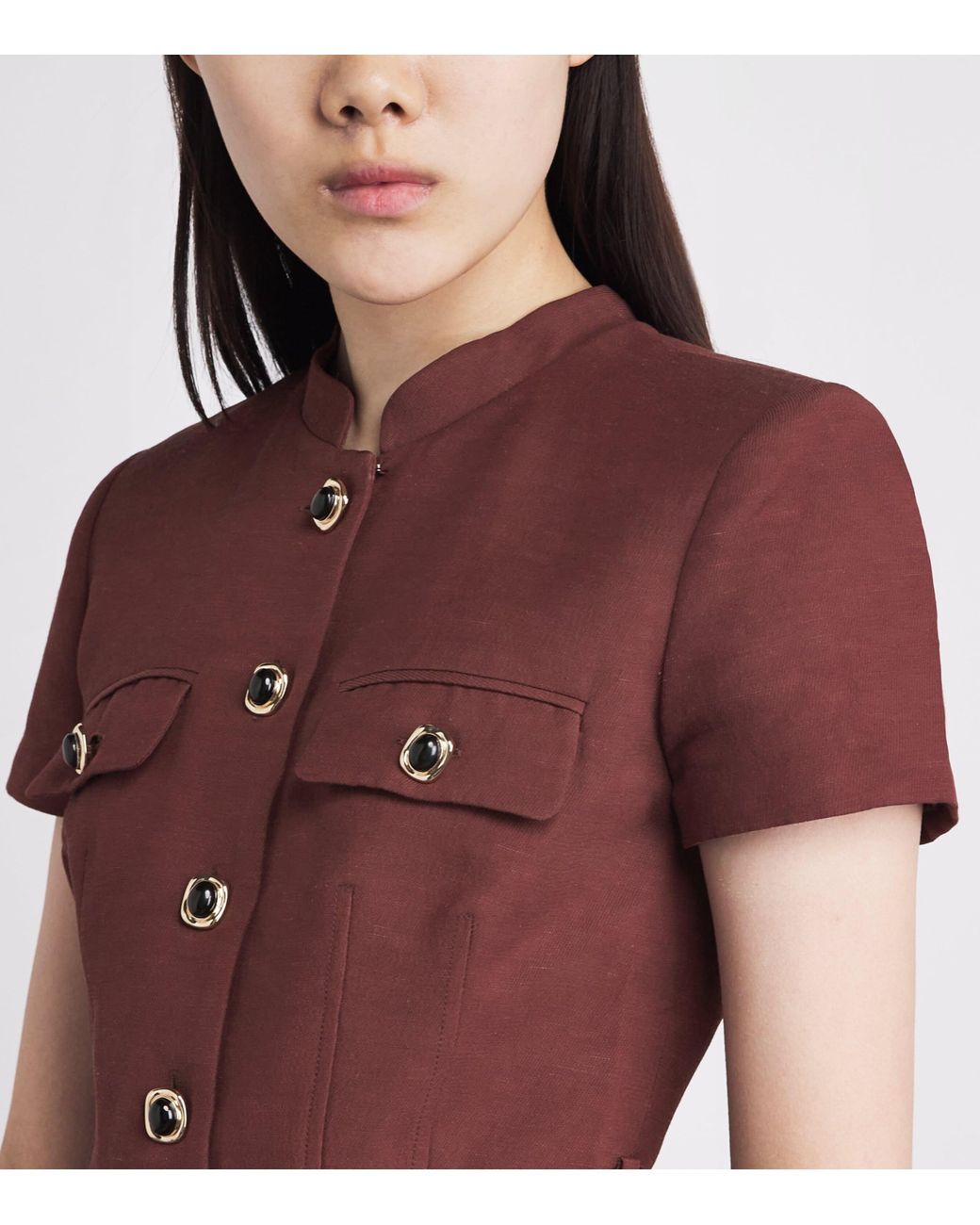 Self-Portrait Red Peplum-Waist Midi Shirt Dress