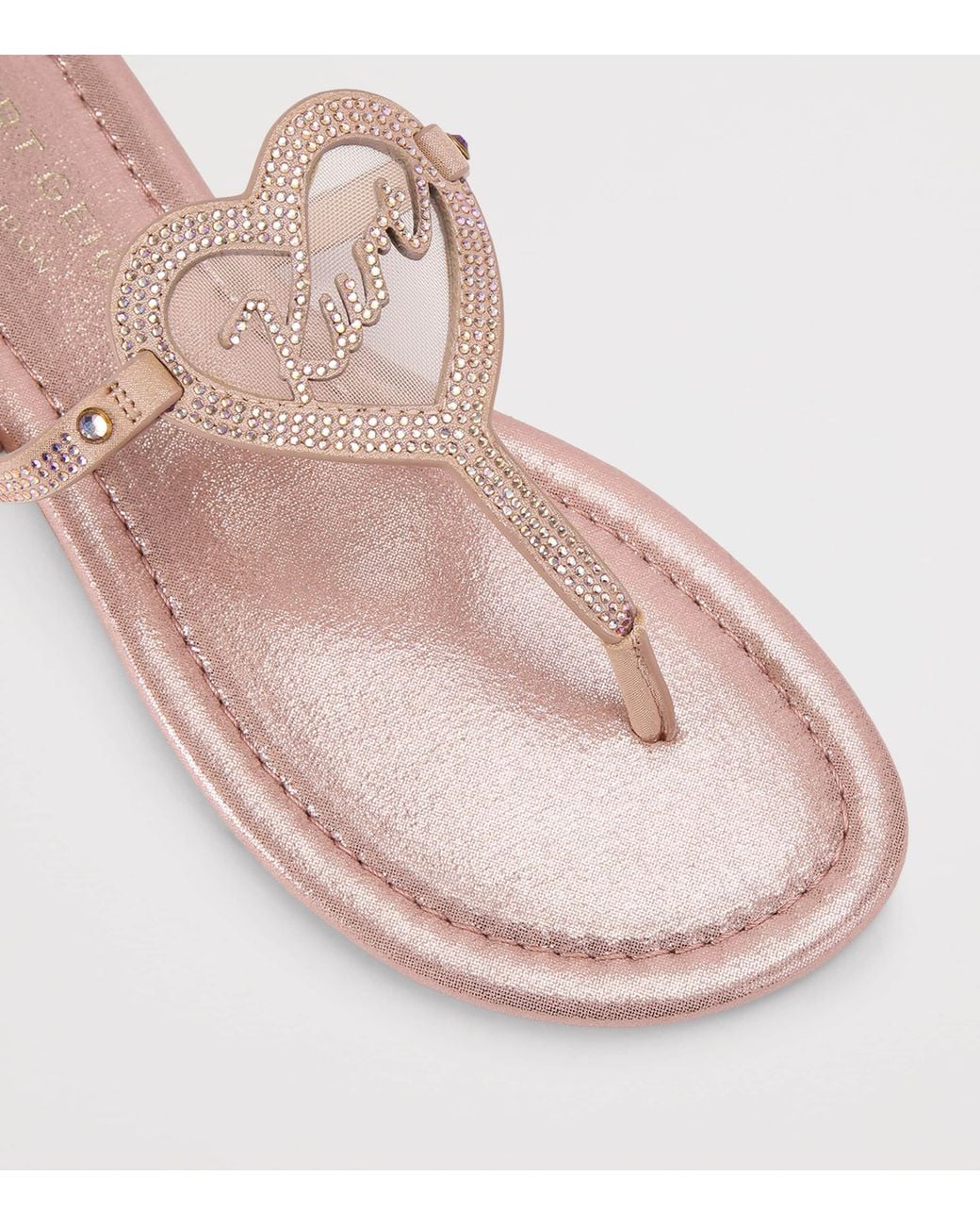 Kurt Geiger Pink Leather Heart T-Bar Sandals