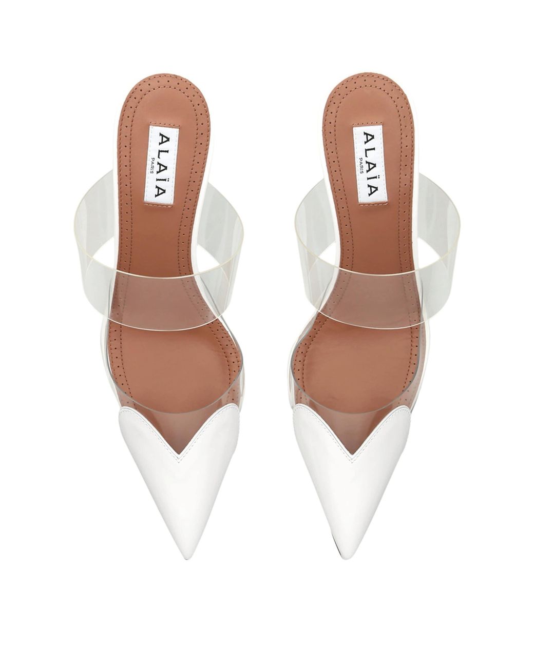 Alaïa White Leather-Pvc Le Coeur Wedge Mules 60