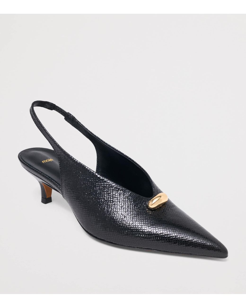 Maje Blue Snakeskin-Embossed Leather Slingback Heels 50