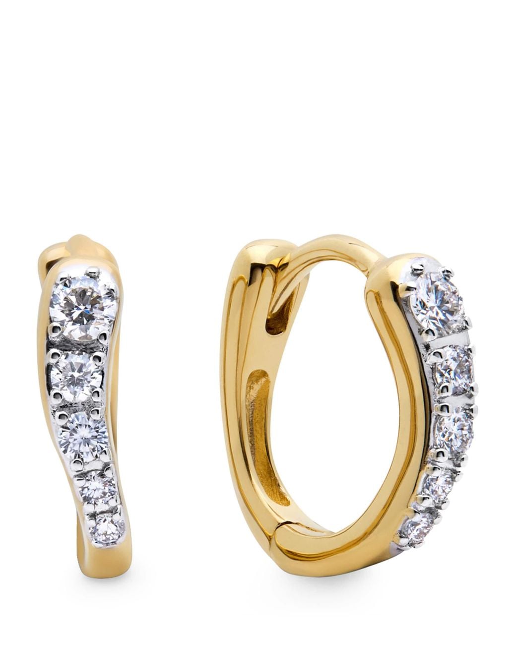 Monica Vinader Metallic Vermeil And Diamond Riva Huggie Earrings