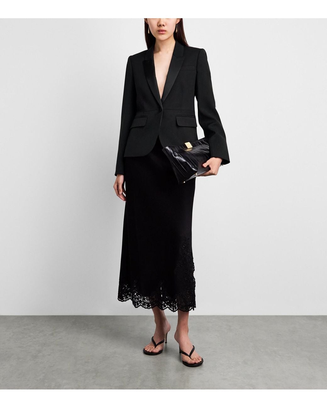 ME+EM Black Slim Sharp Contour Blazer