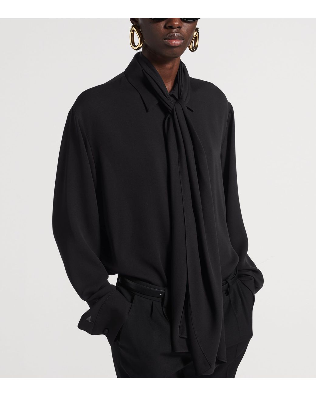 Balenciaga Blue Silk Scarf Shirt