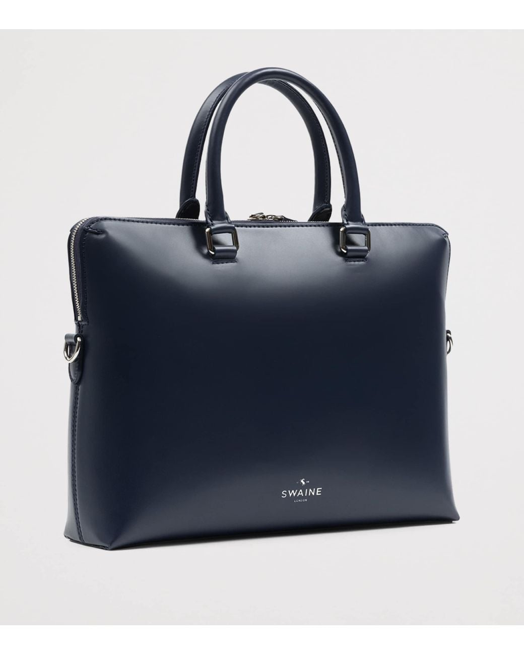 Swaine Blue Leather Piccadilly Briefcase for men