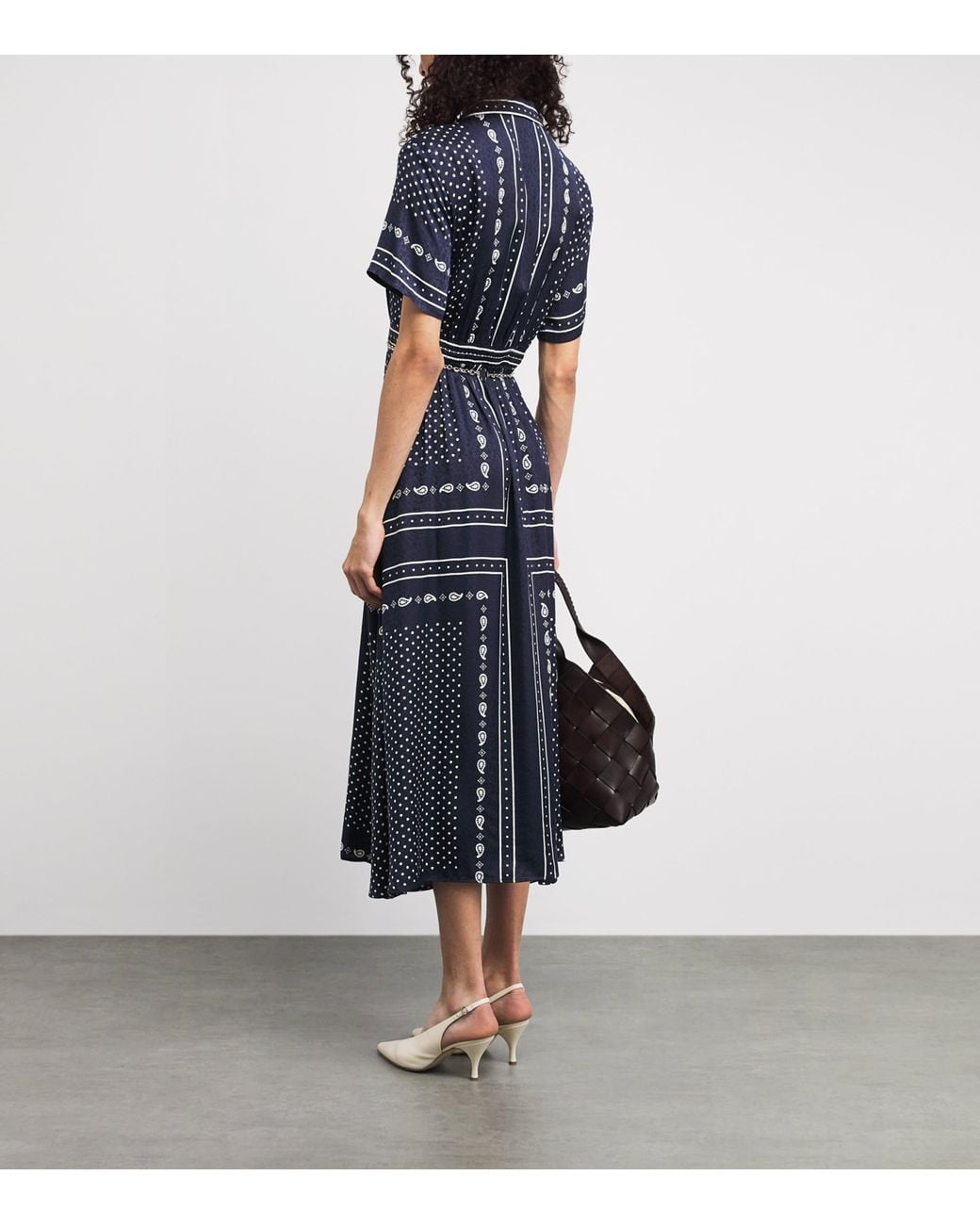 Maje Blue Printed Midi Dress