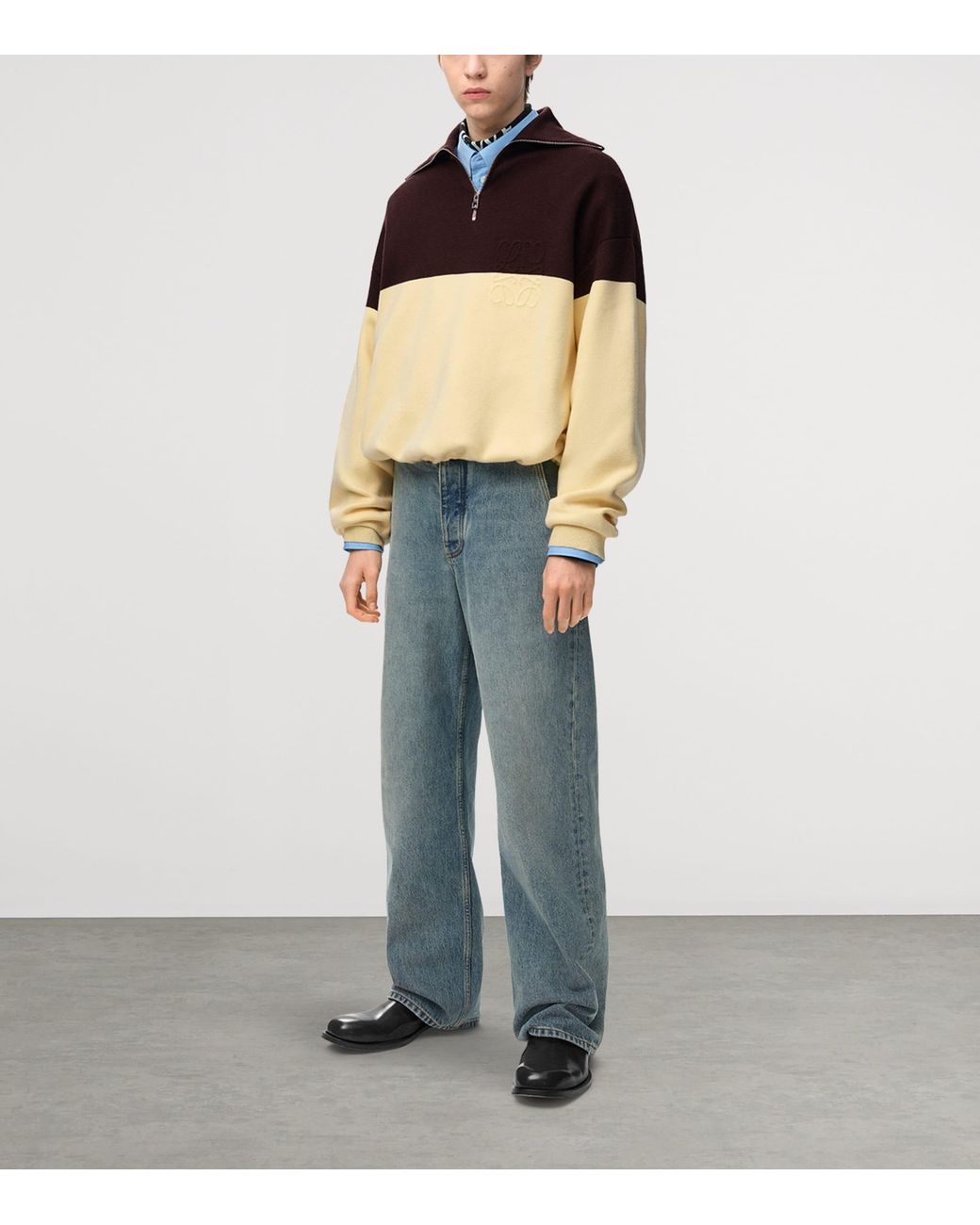 Loewe Brown Two-Tone Quarter-Zip Sweater for men