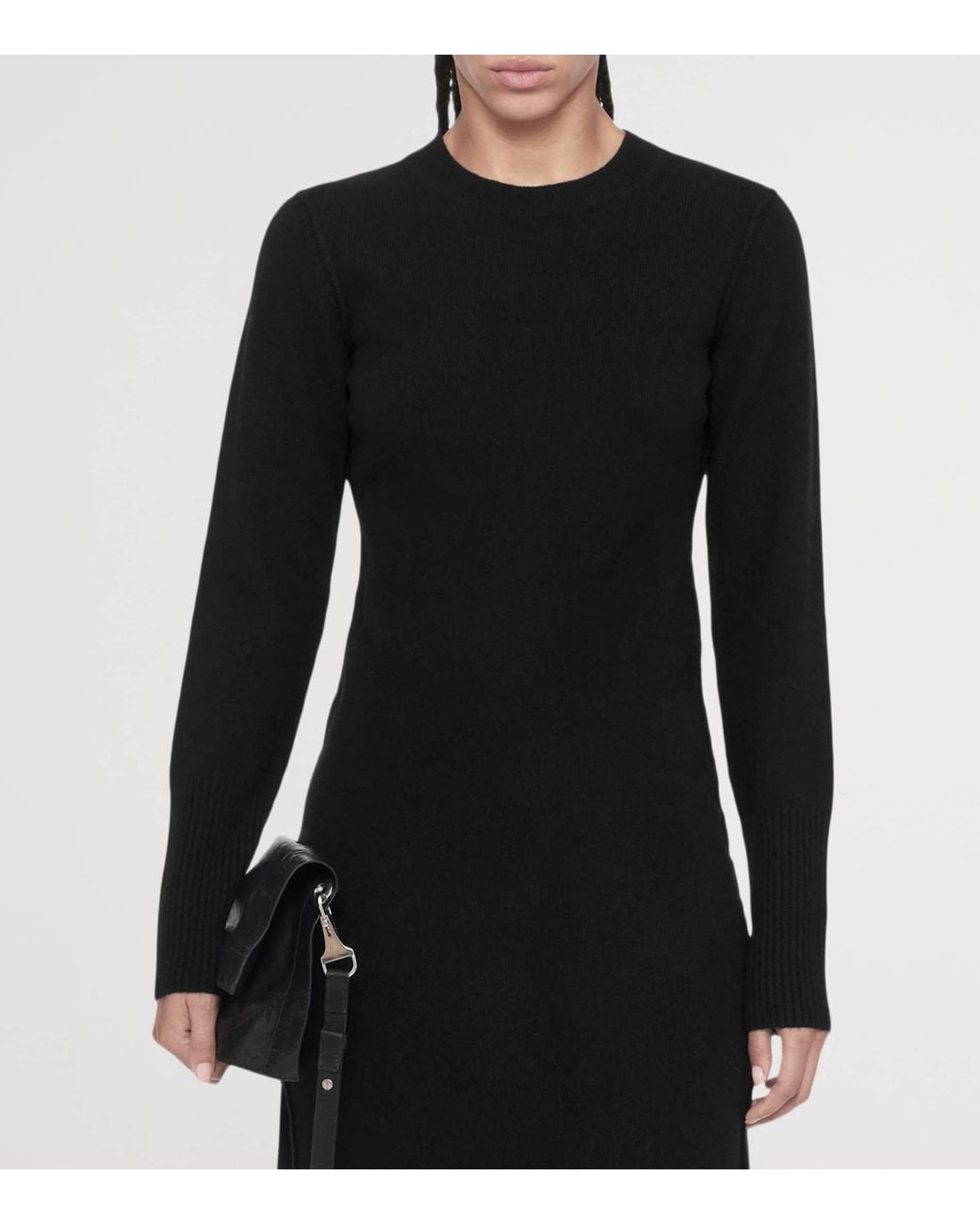 AllSaints Black Merino Wool Erith Maxi Dress
