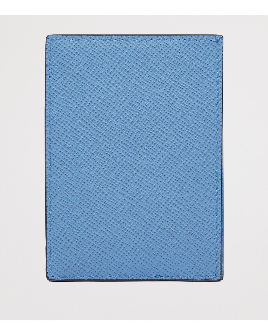 Smythson Blue Panama Leather Compact Card Holder for men