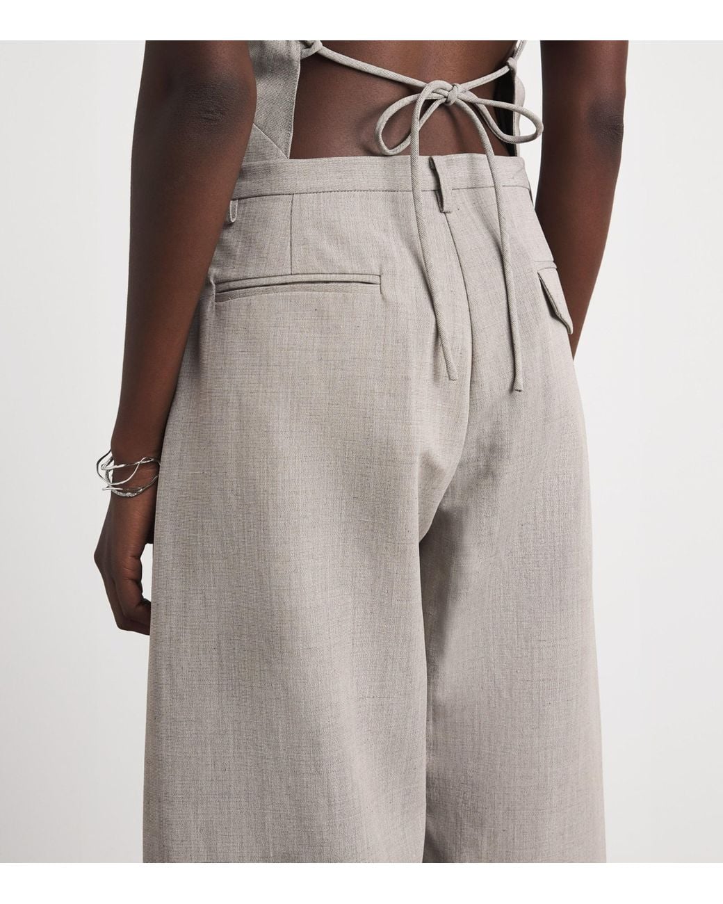 St. Agni Gray Wool-Blend Fine Band Balloon Trousers