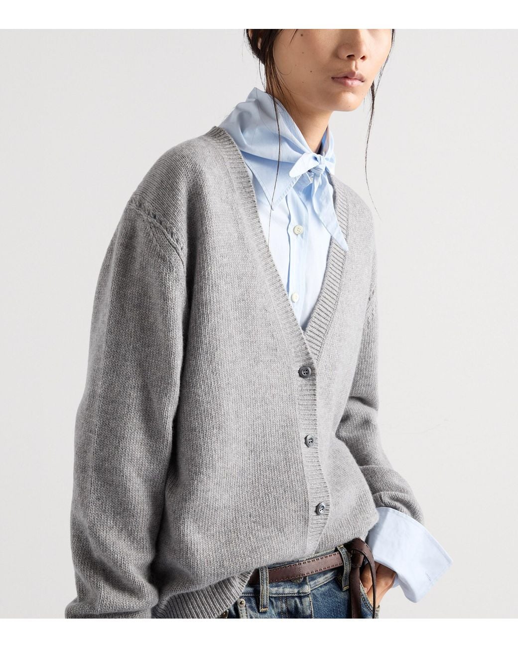 Prada Gray Re-Cashmere Relaxed Cardigan