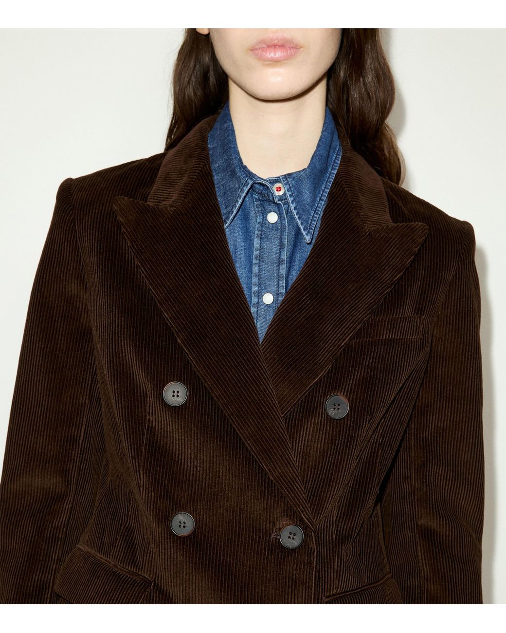 MAX&Co. Brown Corduroy Double-Breasted Blazer