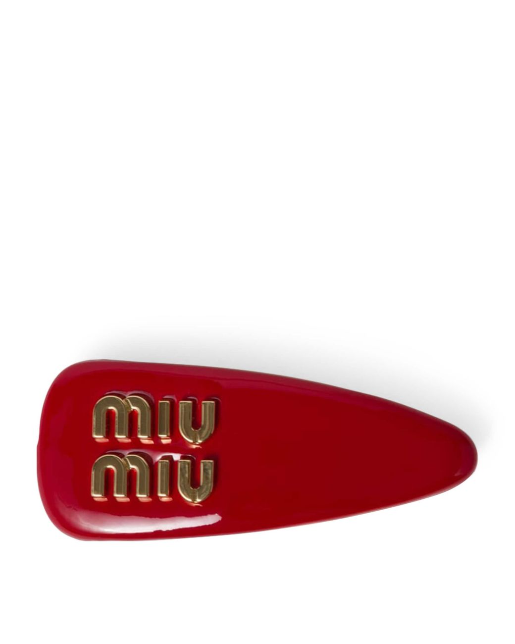 Miu Miu Red Leather Logo Hair Clip