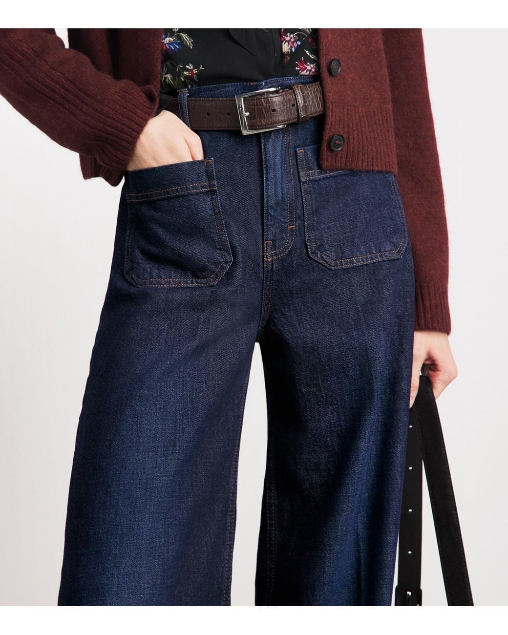 ME+EM Blue Flared Wide-Leg Jeans