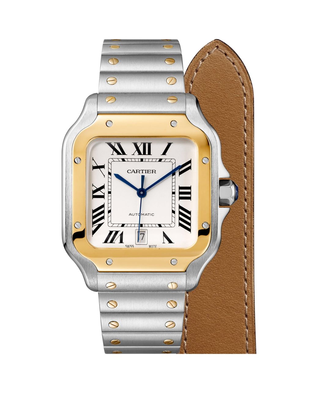 Cartier White Stainless Steel And Santos De Watch for men
