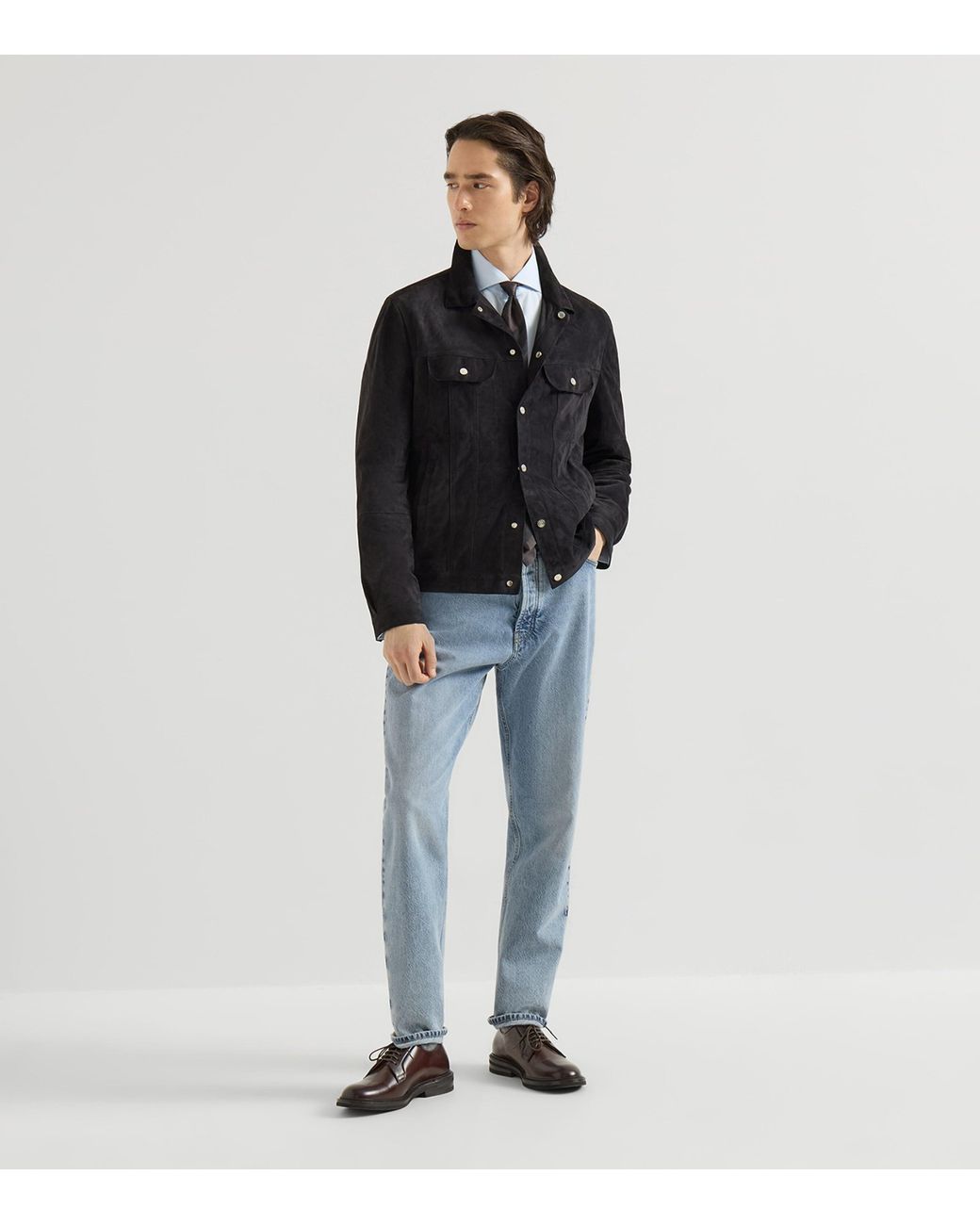 Brunello Cucinelli Blue Cotton Slim Shirt for men