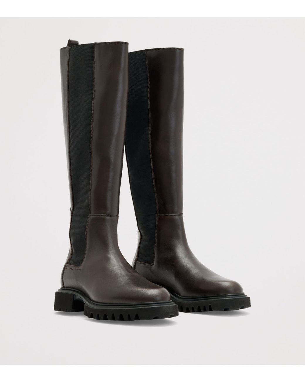 AllSaints Black Leather Maeve Knee-High Boots