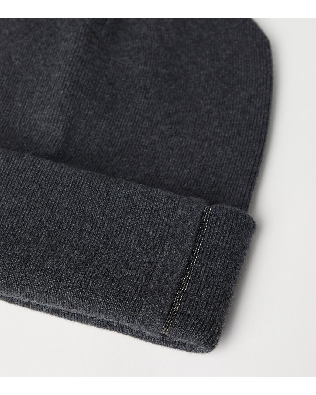 Brunello Cucinelli Blue Cashmere Ribbed Beanie