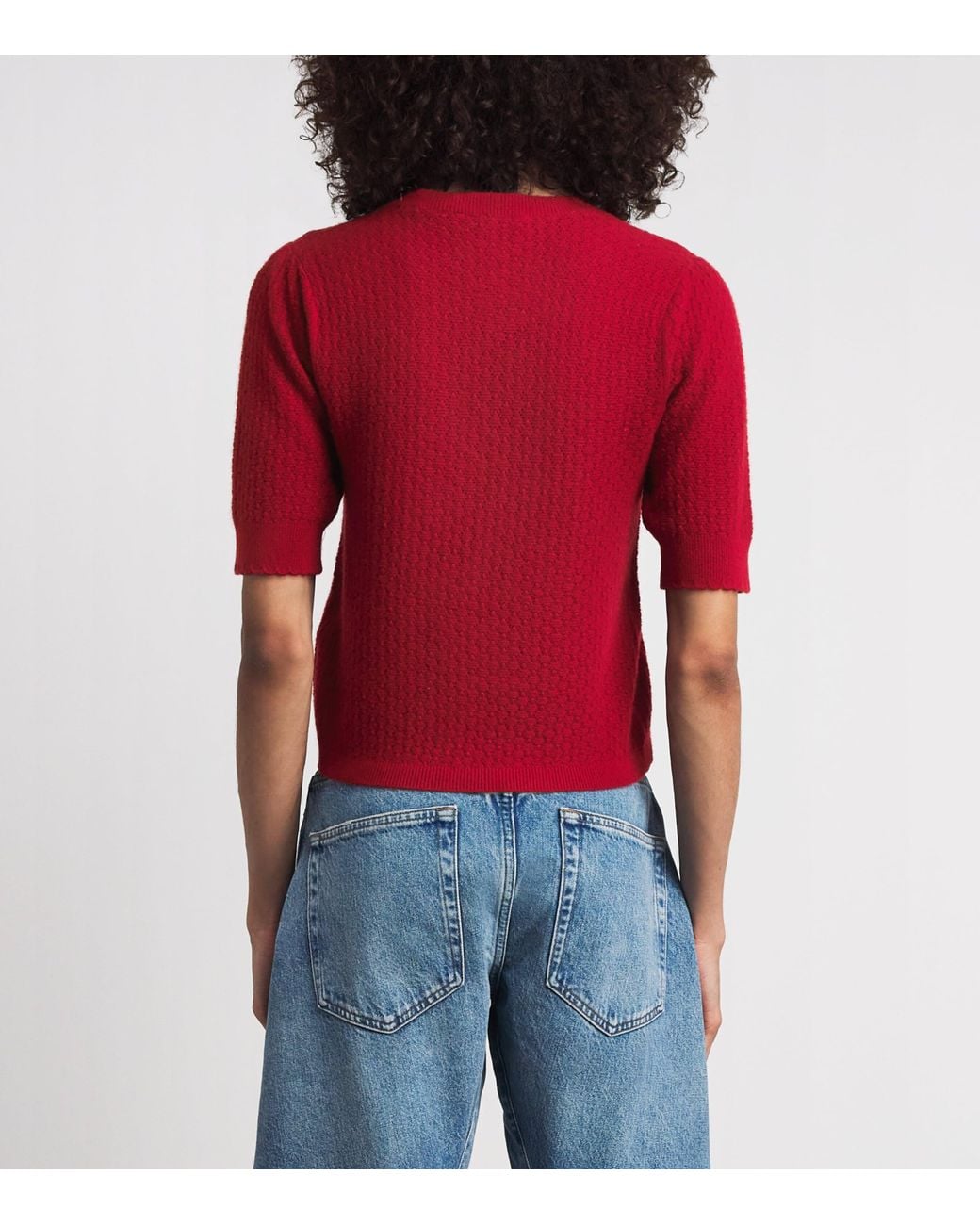 FRAME Cashmere Pointelle The Gathered Honeycomb Sweater