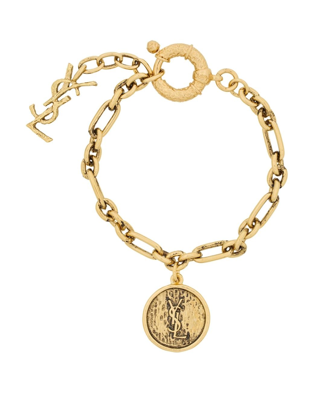 Saint Laurent Metallic Cassandre Medallion Bracelet for men