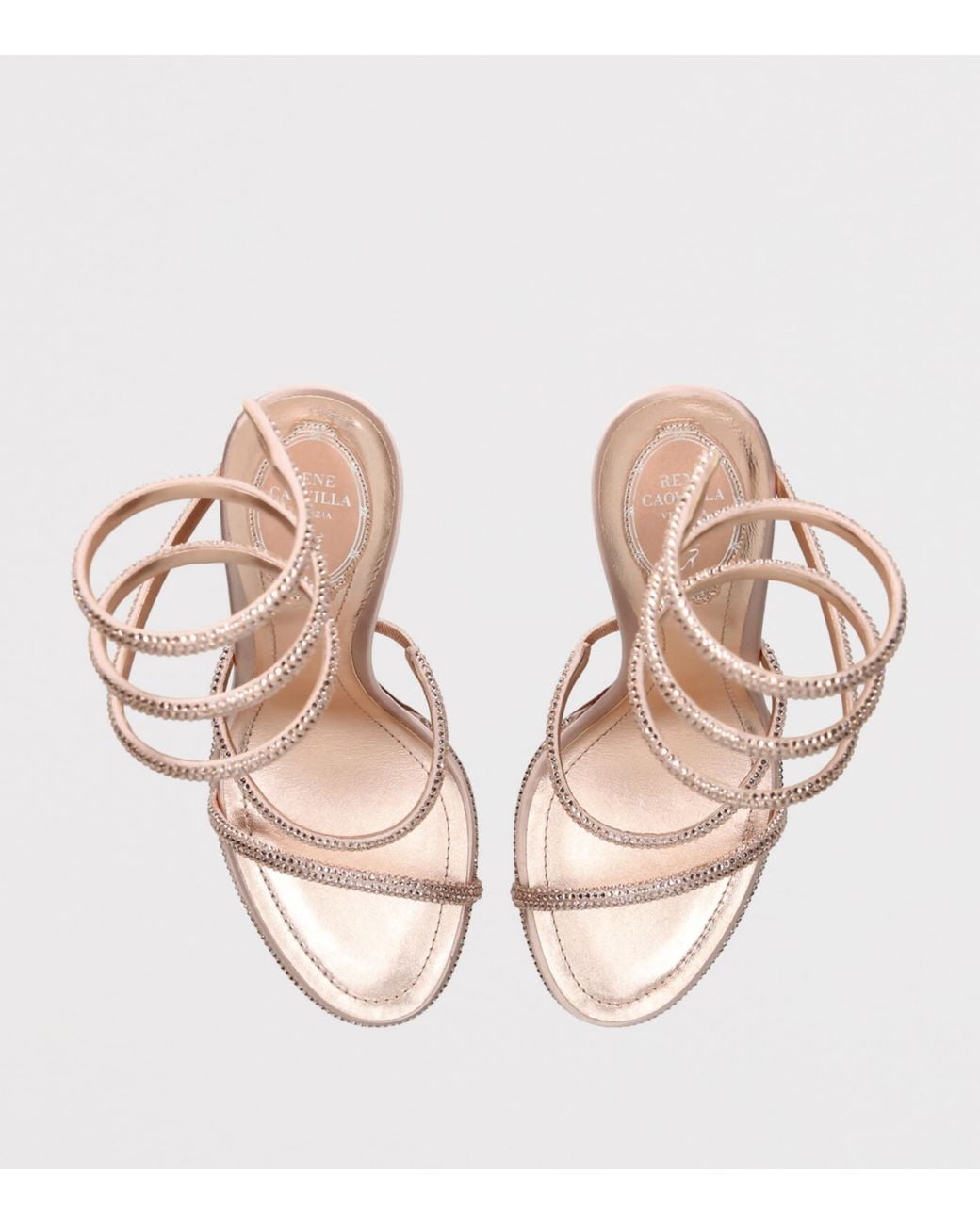 Rene Caovilla White Satin Crystal-Embellished Cleo Sandals 105