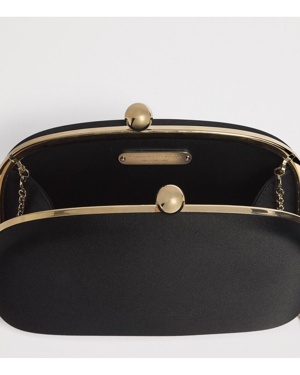 Carolina Herrera Black Satin Vega Clutch Bag