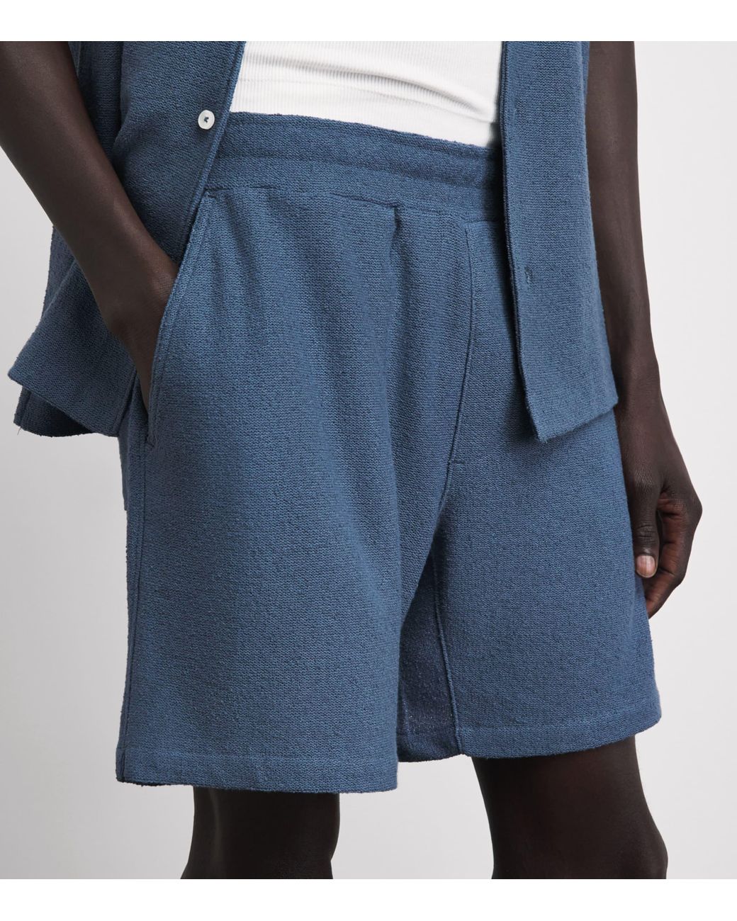 PAIGE Blue Bouclé Elijah Shorts for men