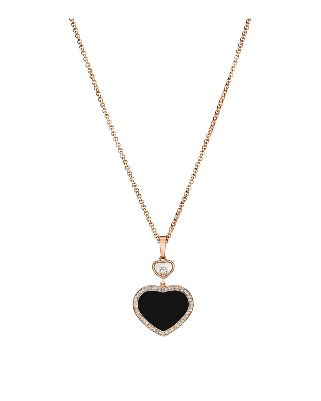 Chopard Metallic And Diamond Happy Hearts Pendant