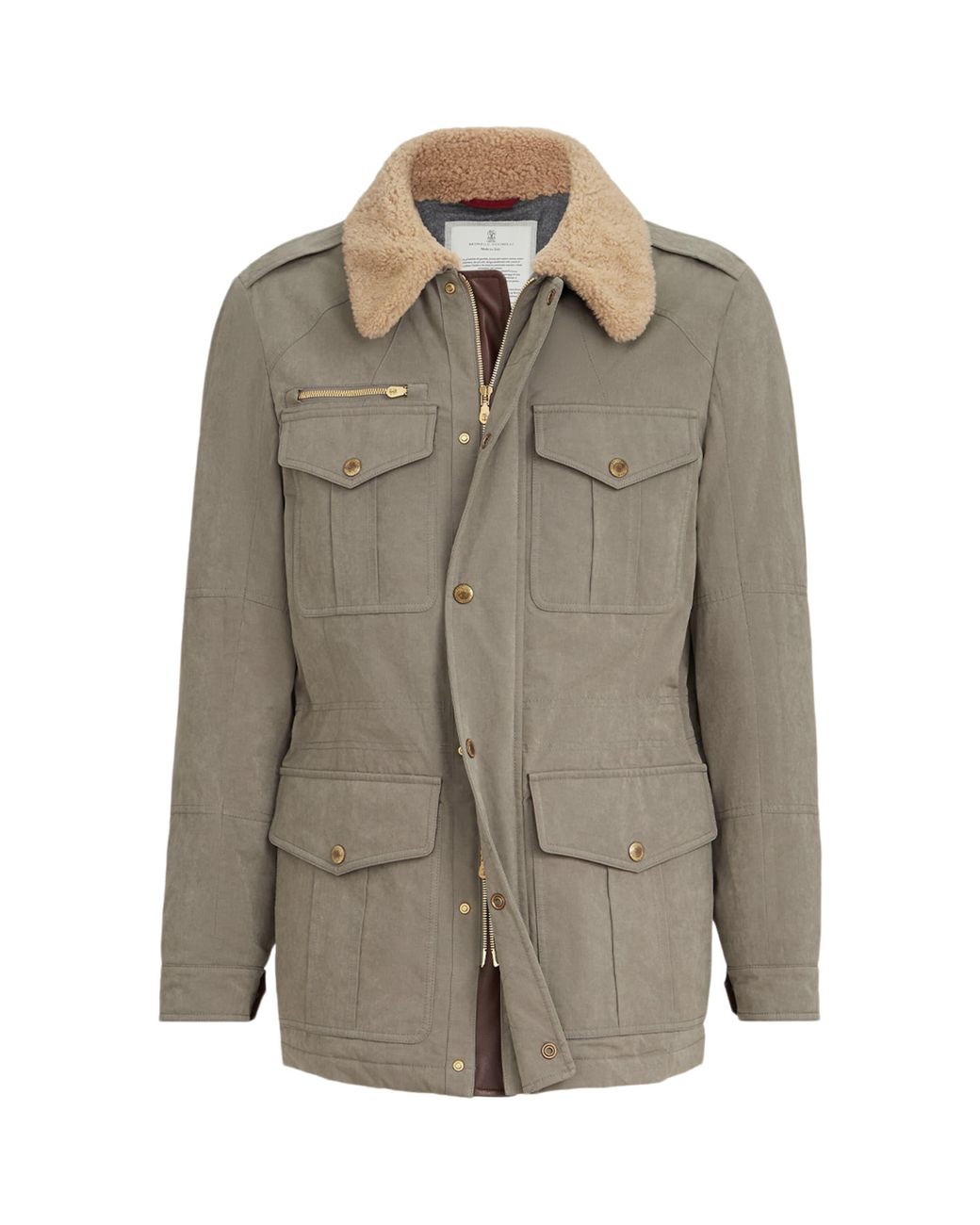 Brunello Cucinelli Green Techno-Cotton Waxed Safari Jacket for men