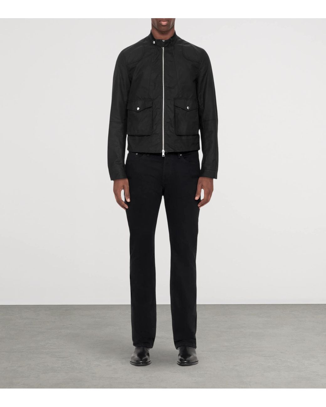 AllSaints Black Waxed Cotton Kirk Jacket for men