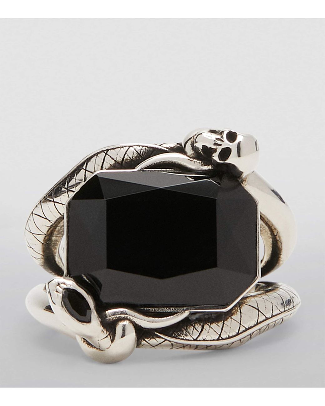 McQueen Swarovski Crystal Snake And Skull Ring in Black for Men
