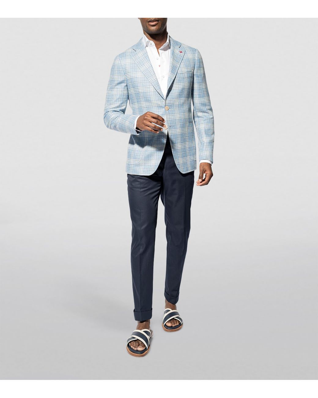 Isaia Blue Single-Breasted Blazer for men