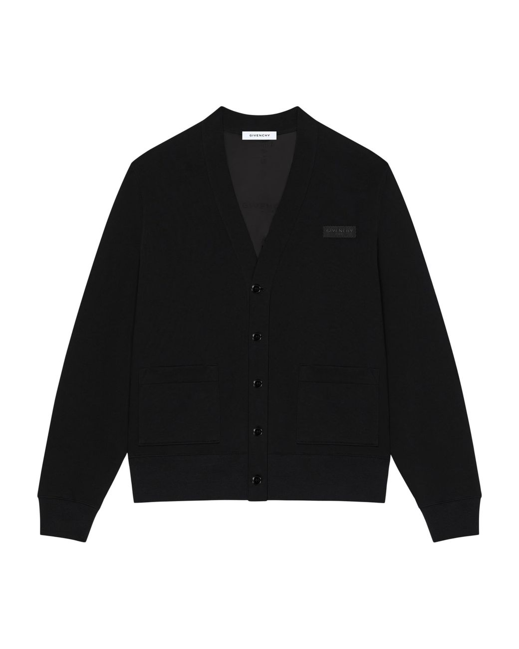 Givenchy Black Cotton Grosgrain Logo Cardigan for men