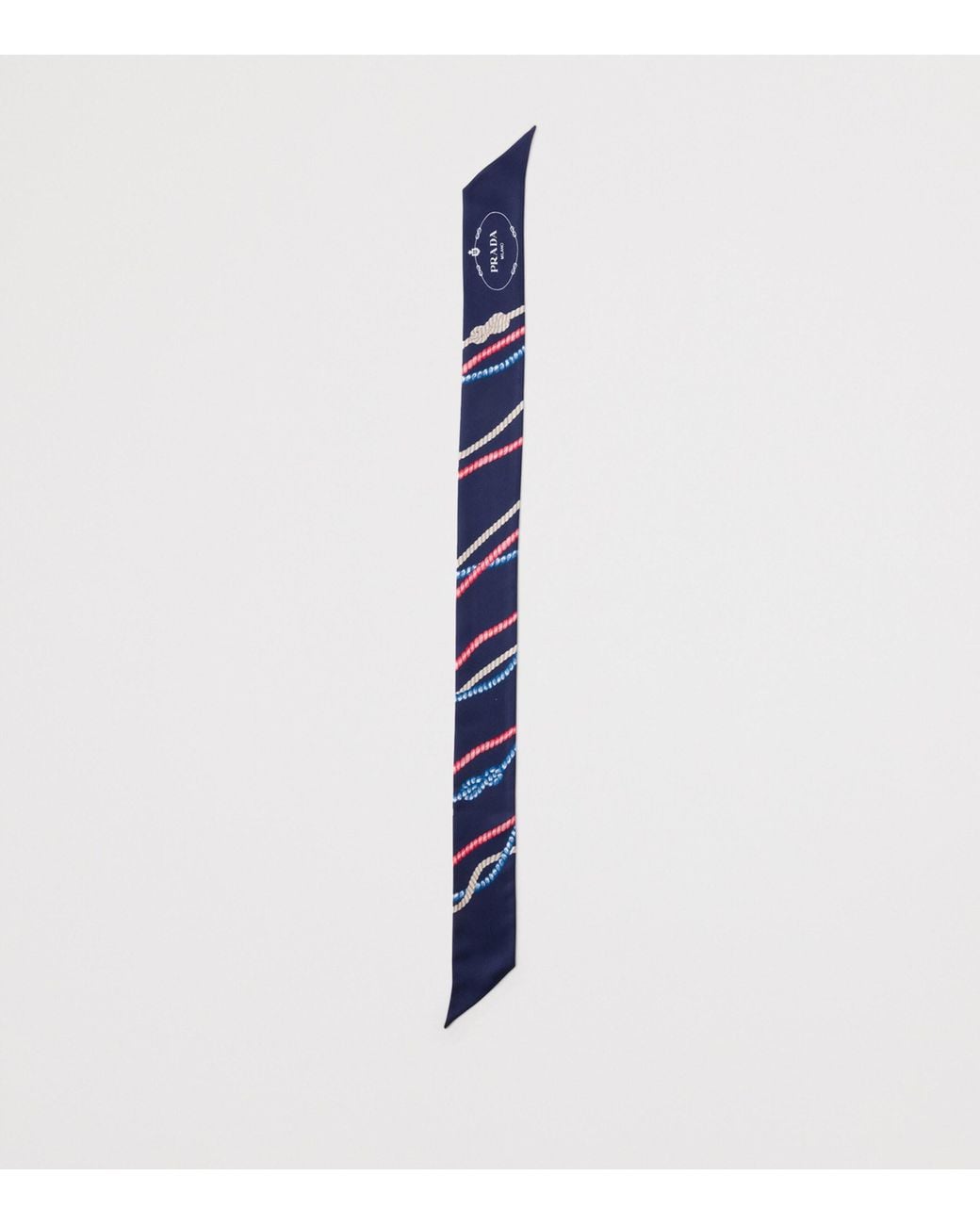 Prada Blue Silk Twill Skinny Scarf