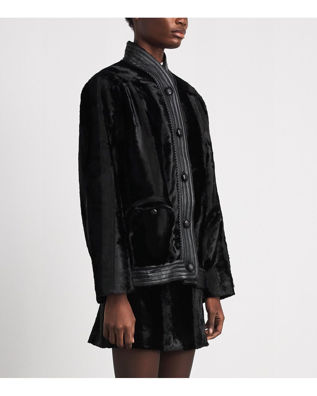 Blazé Milano Black Faux Fur Coiba Bomber Jacket