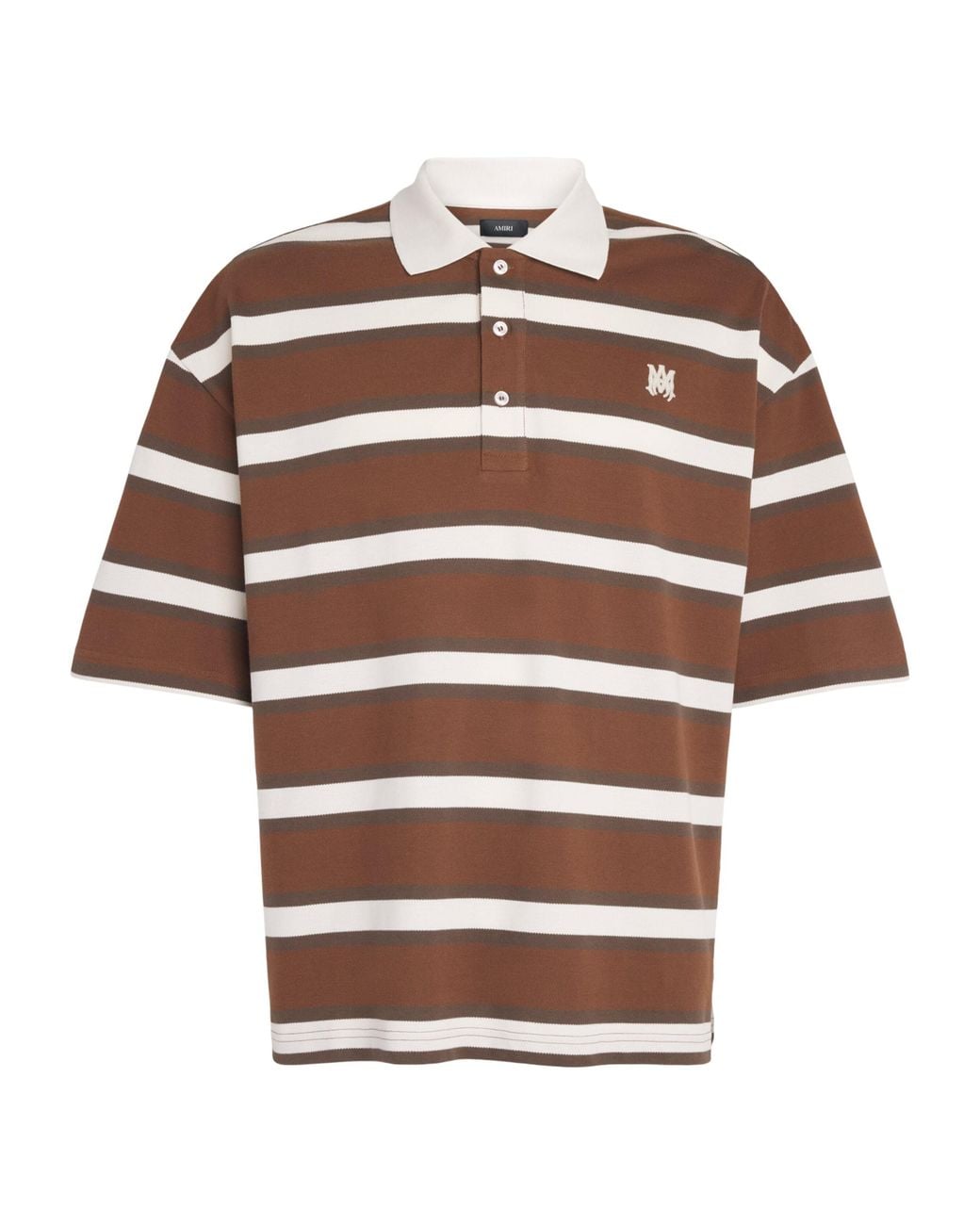 Amiri Brown Cotton Stripe Logo T-Shirt for men