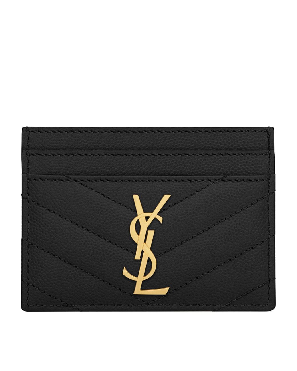 Saint Laurent Monogram Quilted Leather Card Holder in Nero (Black ...
