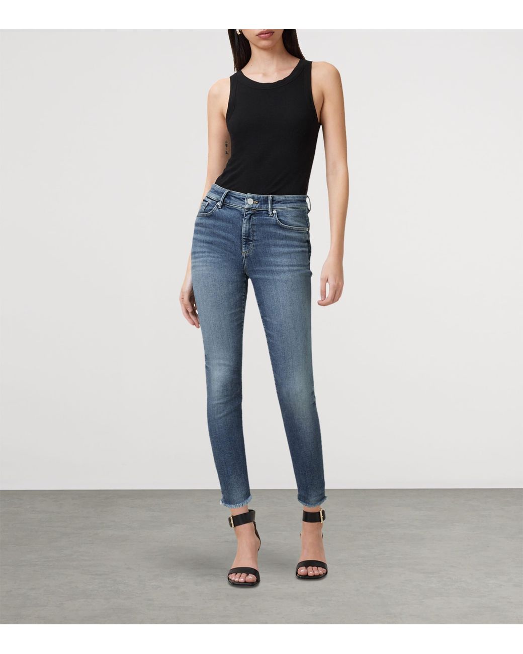 AllSaints Blue Organic Cotton-Blend Miller Push-Up Skinny Jeans
