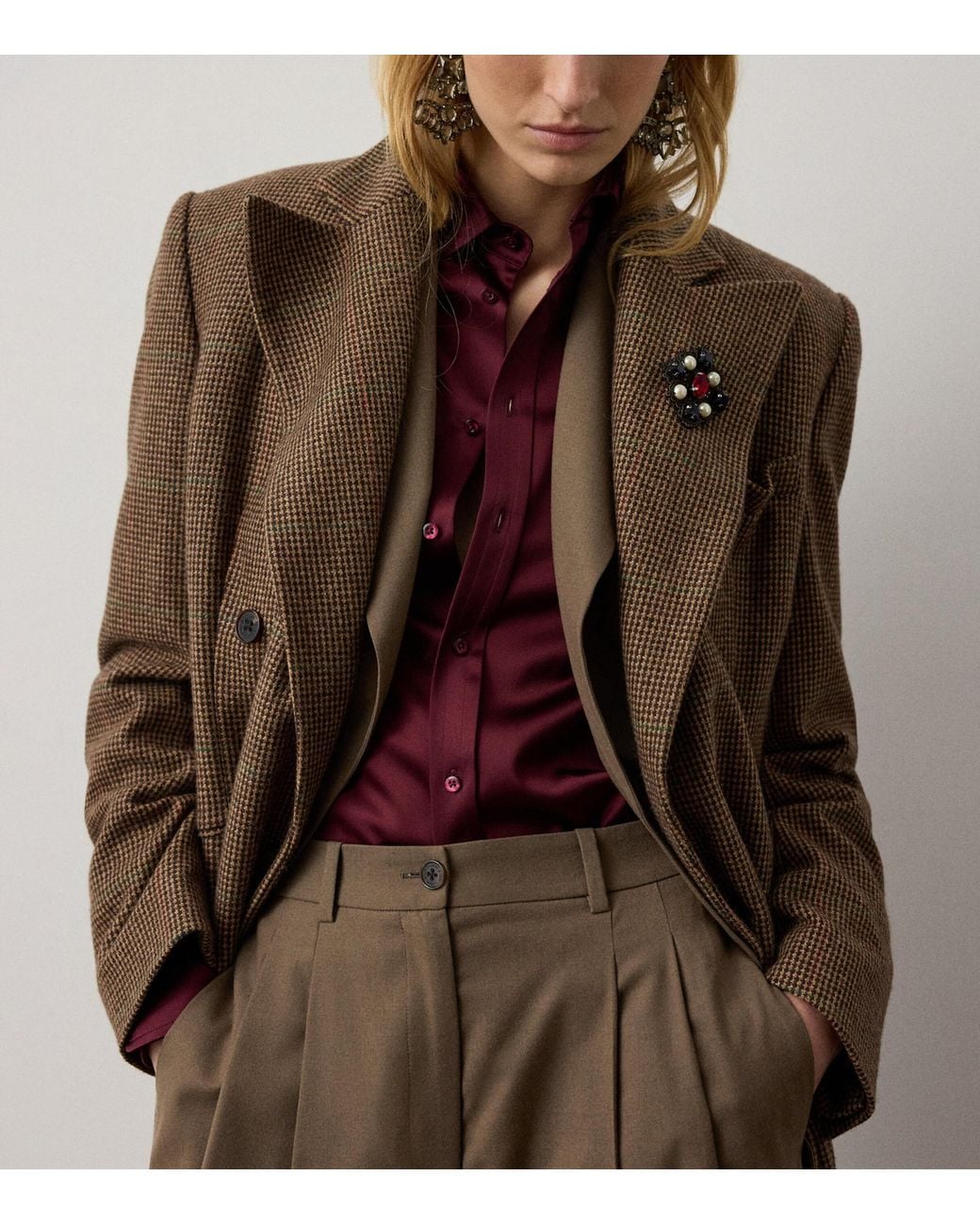 Ralph Lauren Red Satin Cameron Ii Straight Shirt