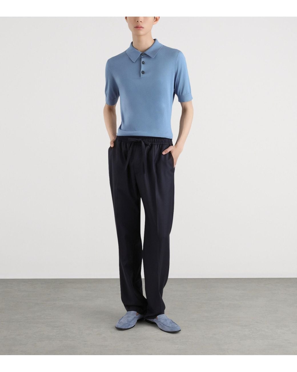Dolce & Gabbana Blue Silk Polo Shirt for men