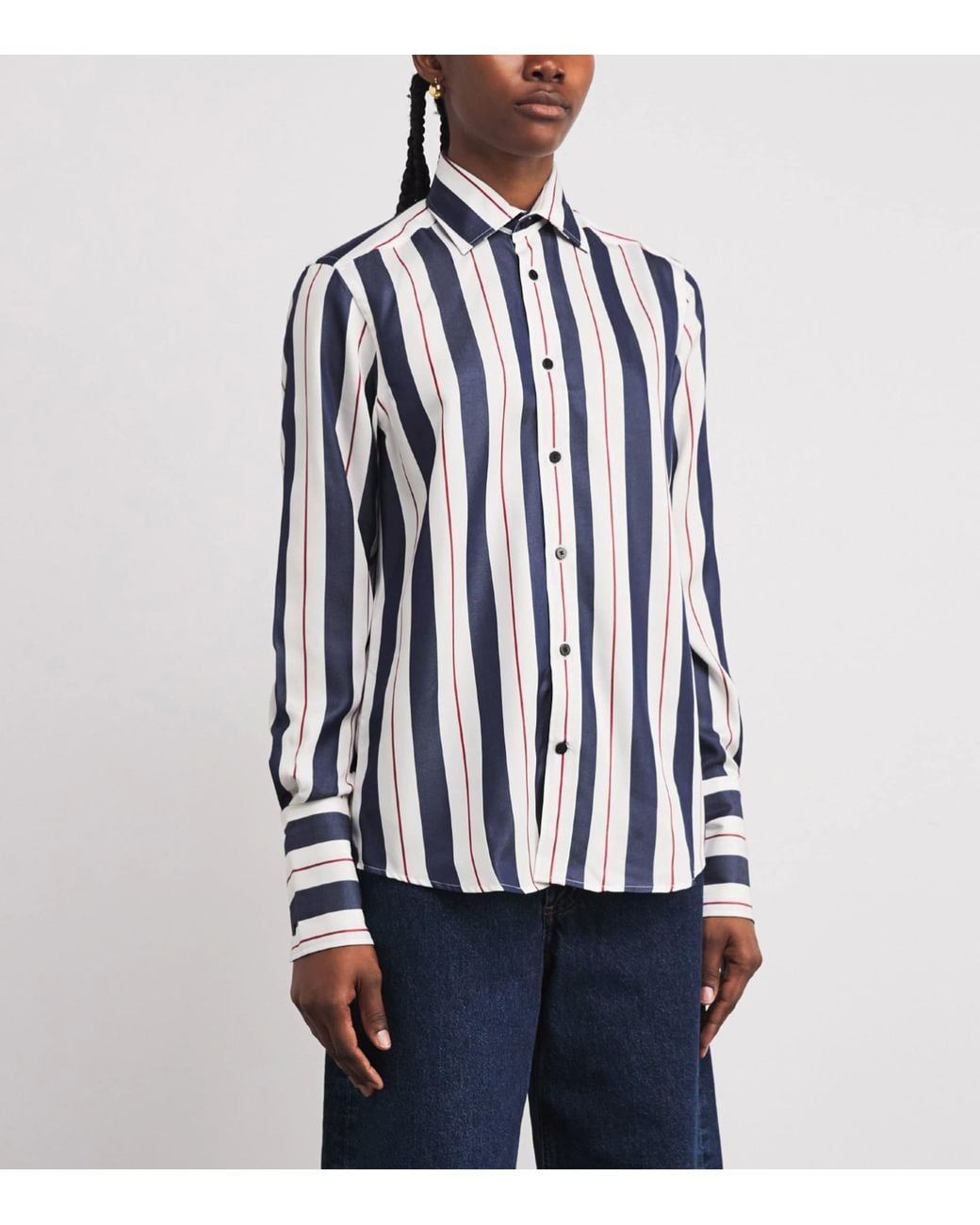 With Nothing Underneath Blue Stripe Boyfriend Shirt