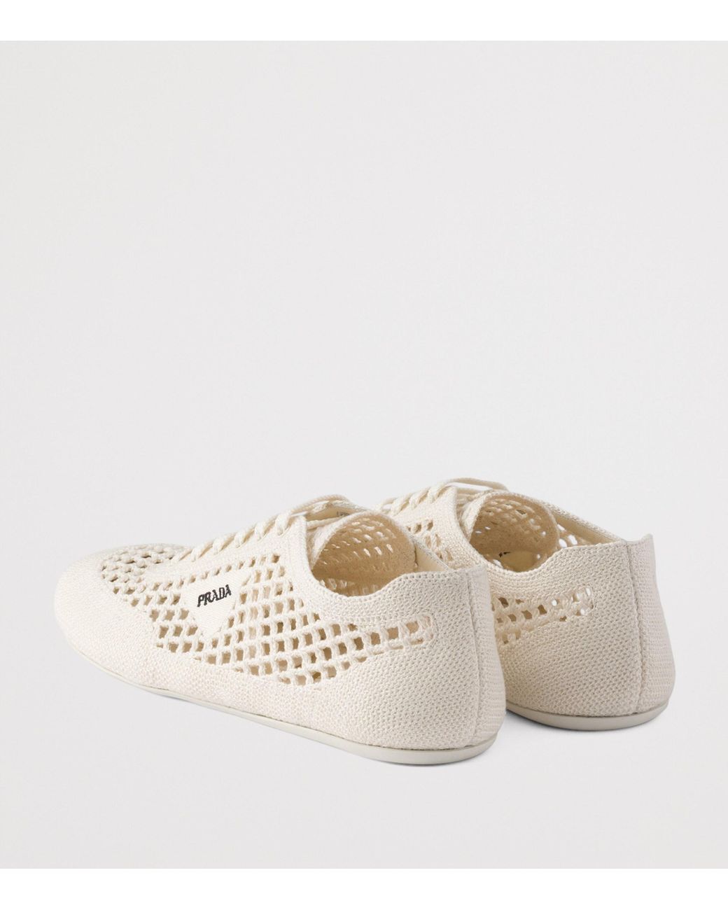 Prada White Cotton Crochet Collapse Sneakers