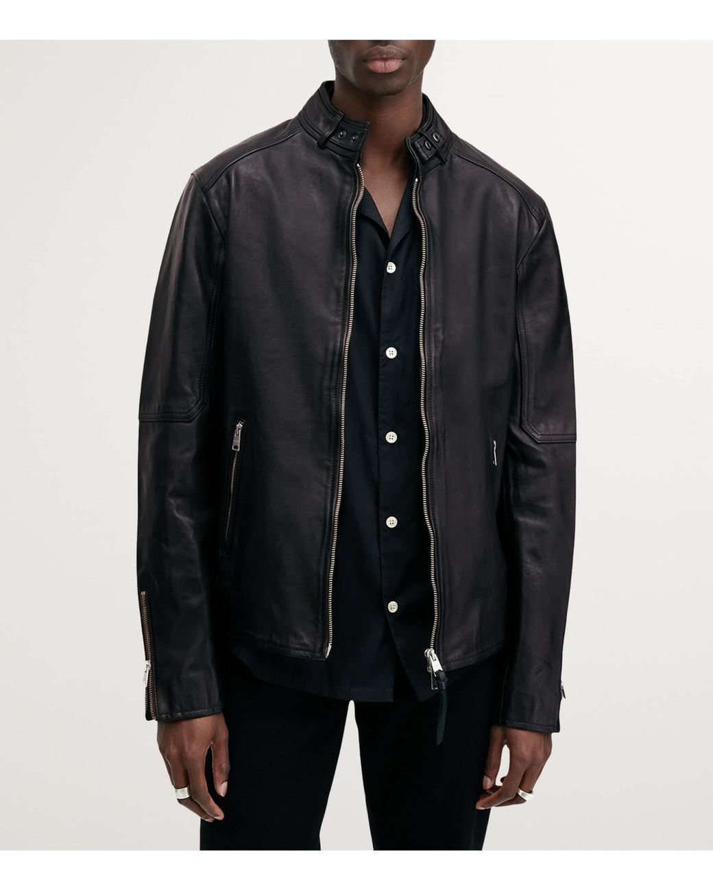 AllSaints Black Cora Leather Jacket for men