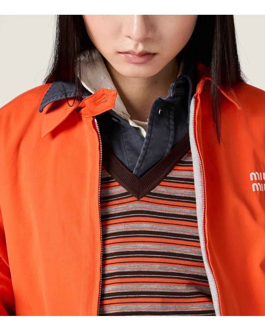Miu Miu Orange Cotton Poplin Blouson Jacket