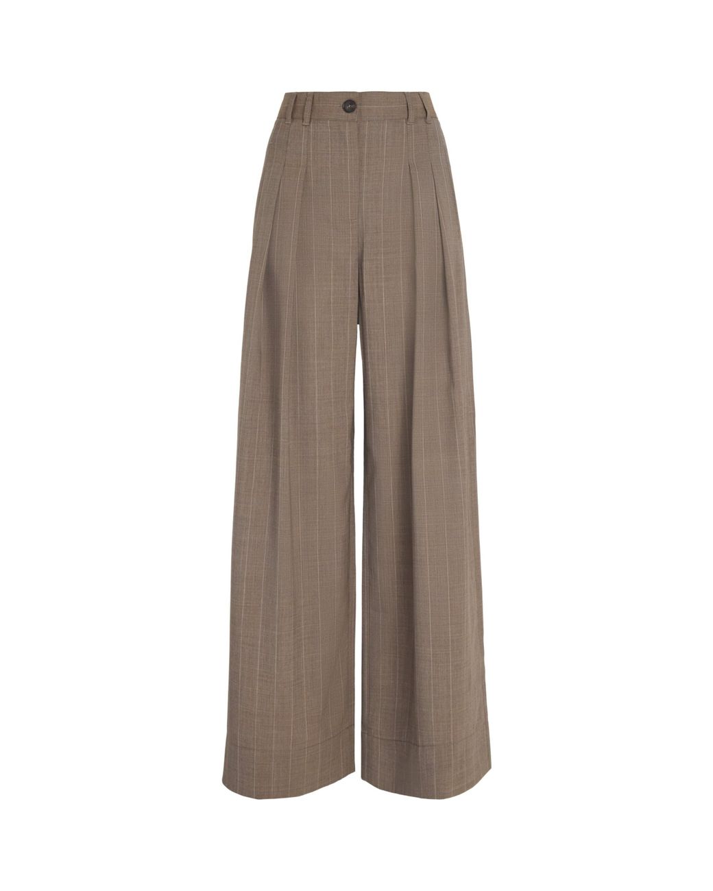 ME+EM Brown Wool Pinstripe Tailored Trousers