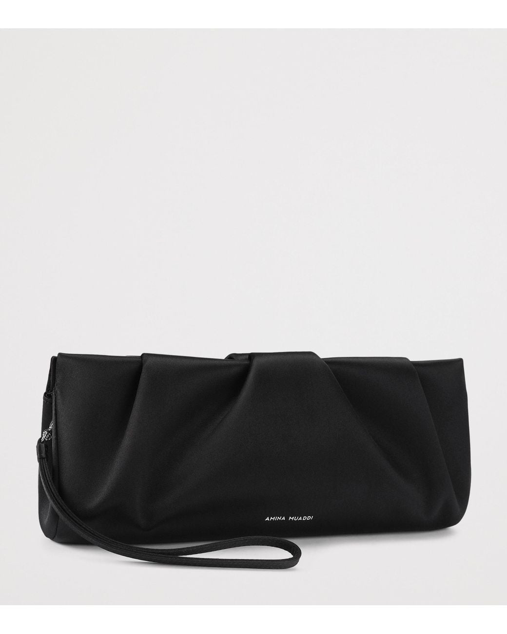 AMINA MUADDI Black Satin Vittoria Clutch Bag