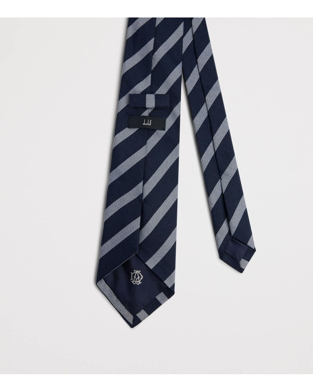 Dunhill Blue Wool-Mulberry Silk Stripe Tie for men