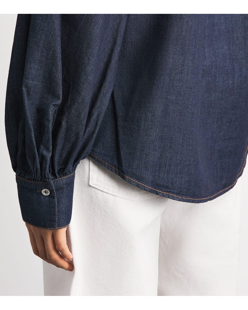 7 For All Mankind Blue Cotton Long-Sleeve Shirt